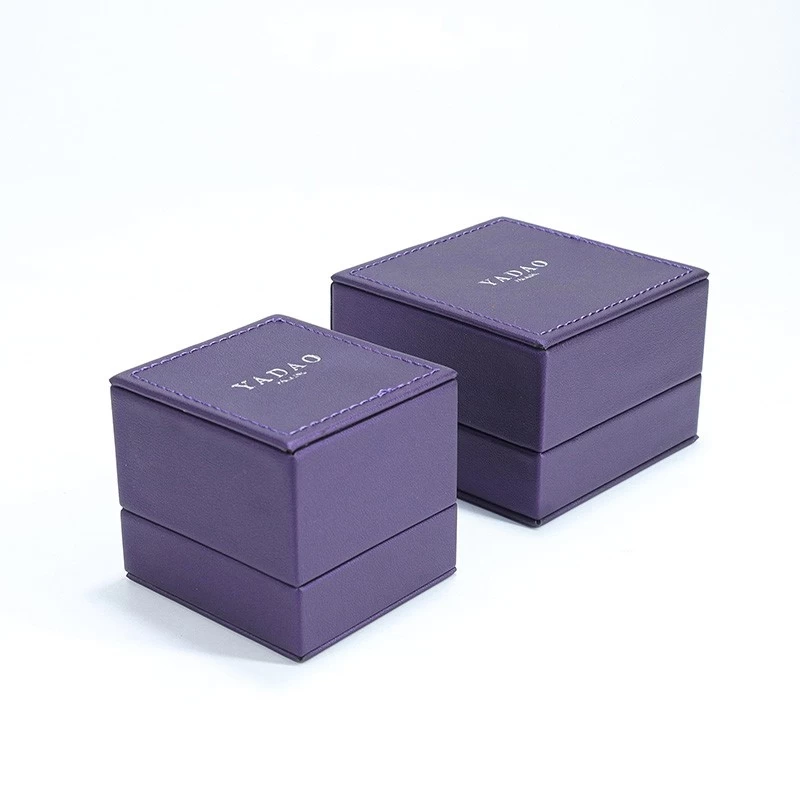 Purple Jewelry Box Custom Pu Leather Jewelry Packaging Small MOQ