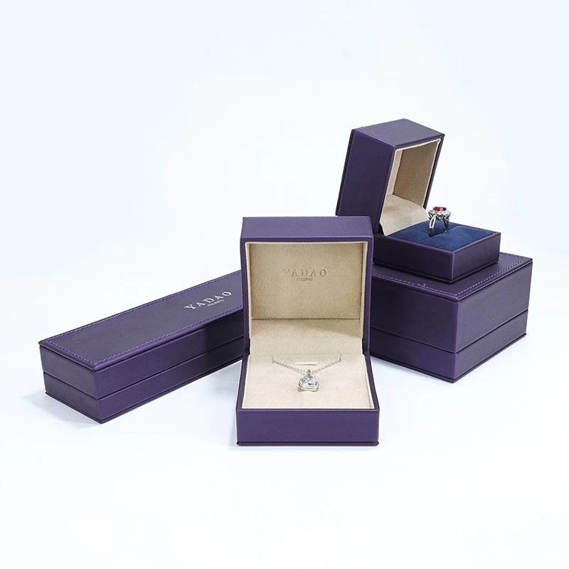 Purple Jewelry Box Custom Pu Leather Jewelry Packaging Small MOQ