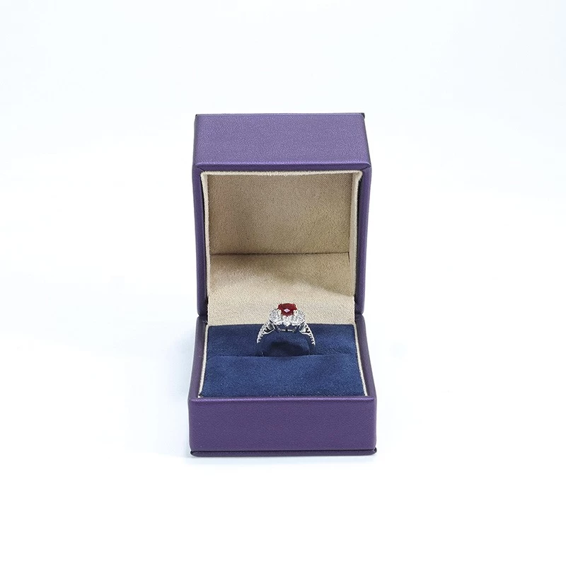 Purple Jewelry Box Custom Pu Leather Jewelry Packaging Small MOQ