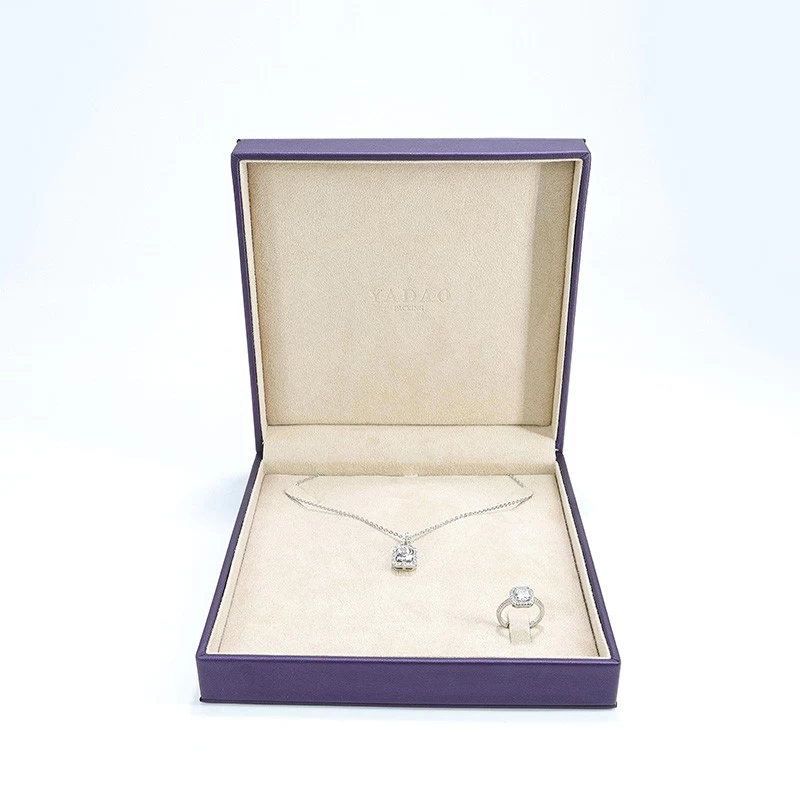 Purple Jewelry Box Custom Pu Leather Jewelry Packaging Small MOQ