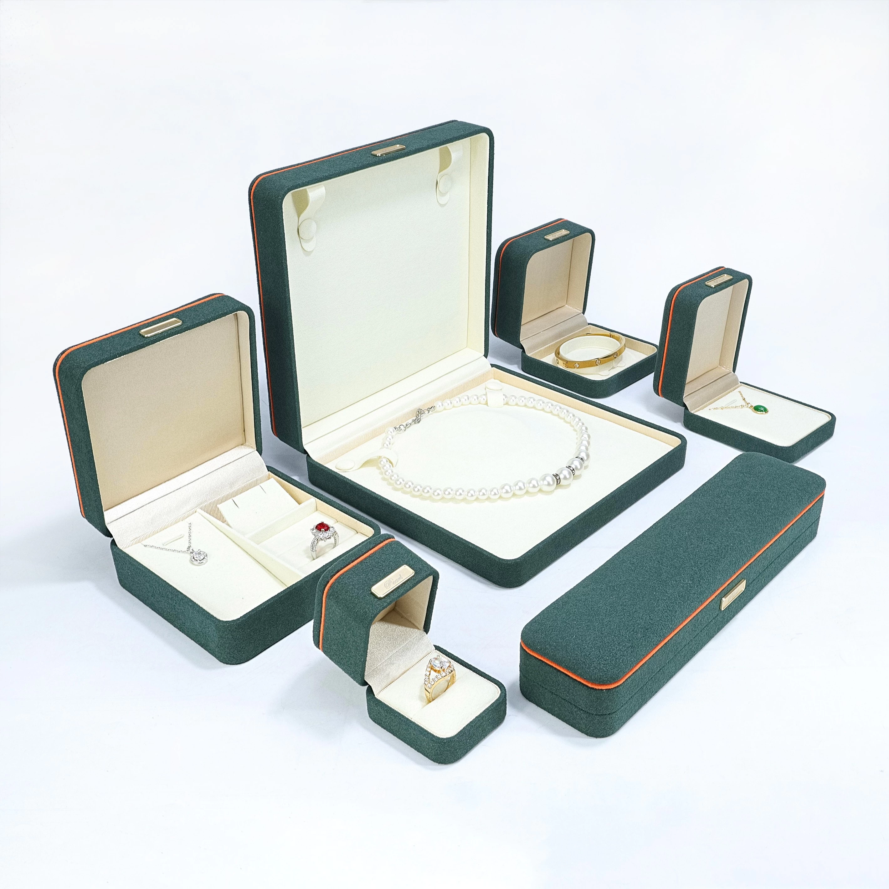 China Microfiber Jewelry Box Custom Color Logo Jewelry Storage Box Small Medium Large Size manufacturer