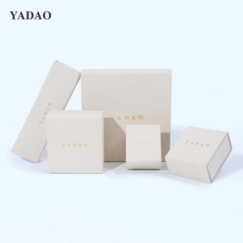 Natural style cotton fabric magnect flap accessory jewellery gift packaging box set any sizes custom logo colors