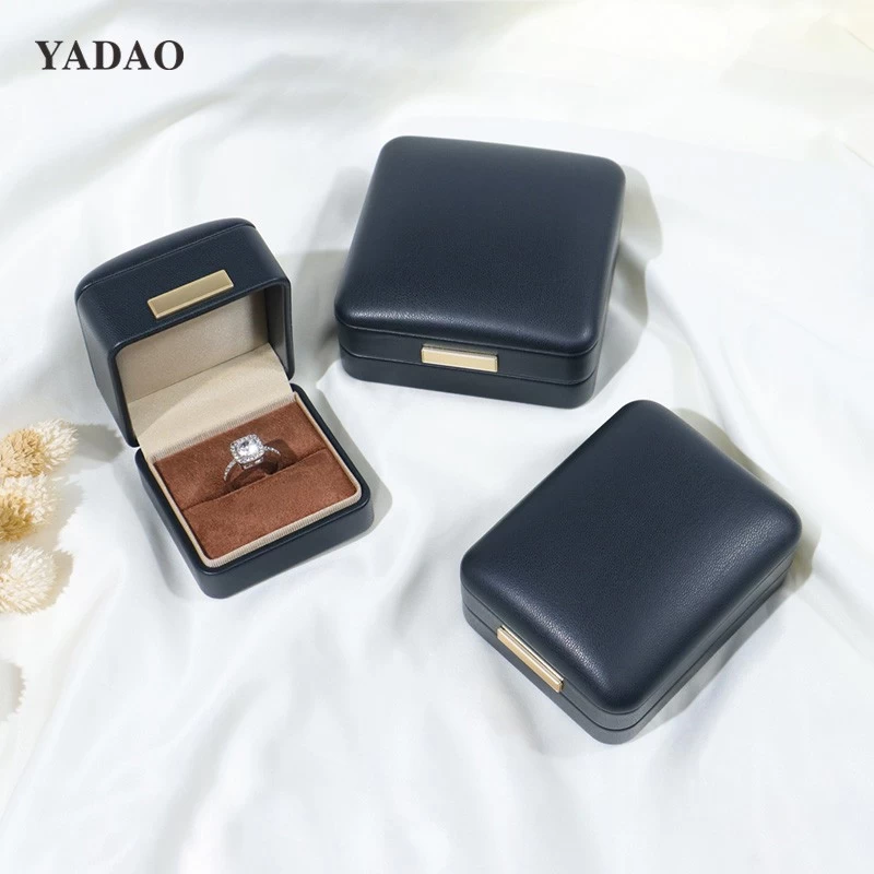 Luxury black jewellery box set leather flip boxes custom logo colors