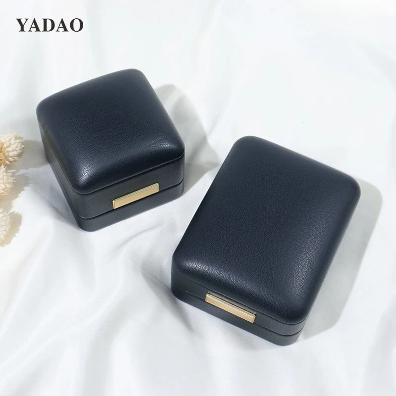 Luxury black jewellery box set leather flip boxes custom logo colors