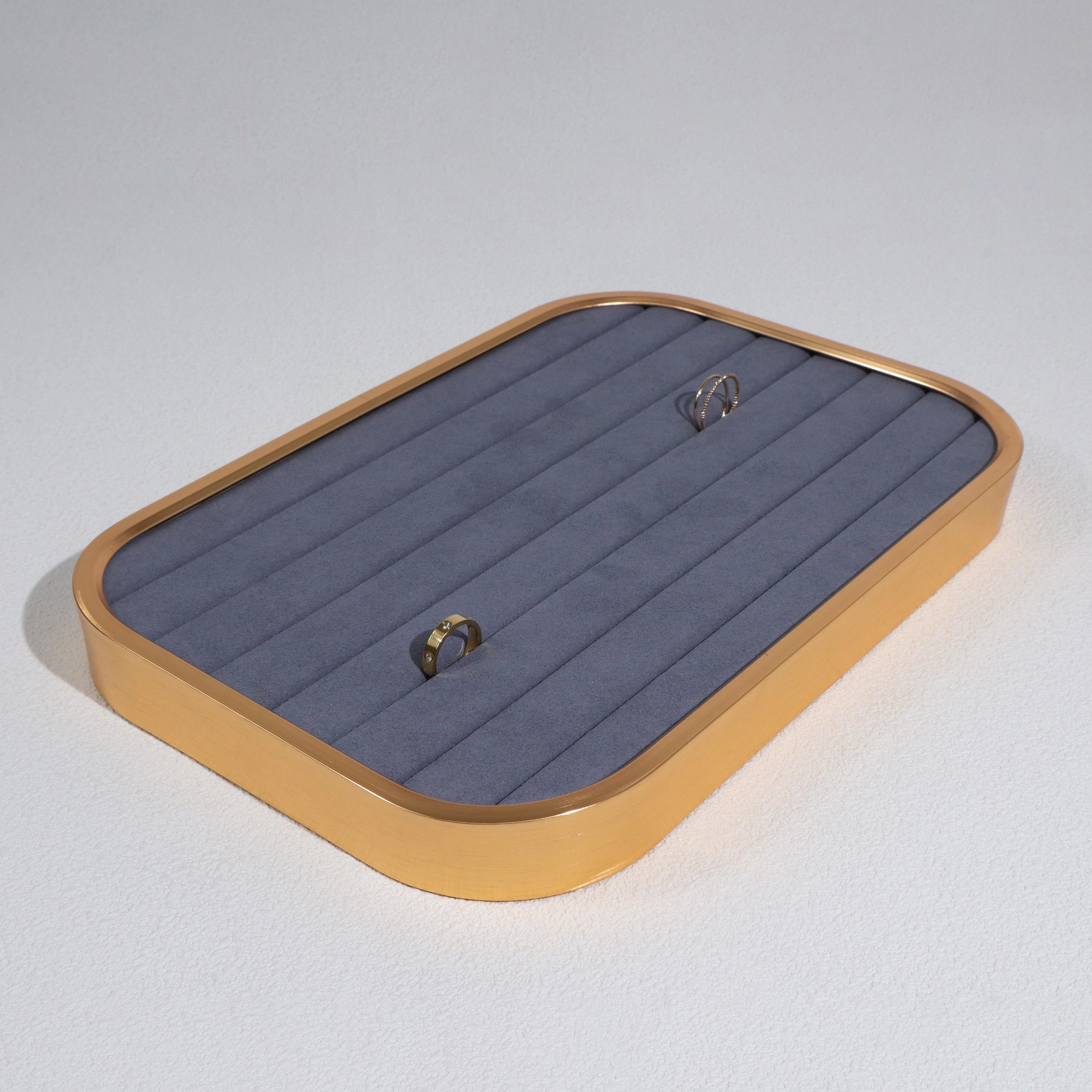 Metal velvet rings jewelry tray minimalism jewelry display tray custom color