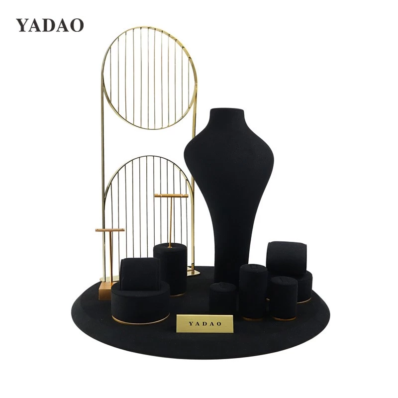 Black velvet jewellery display set with iron frame fashion high-quality display trend