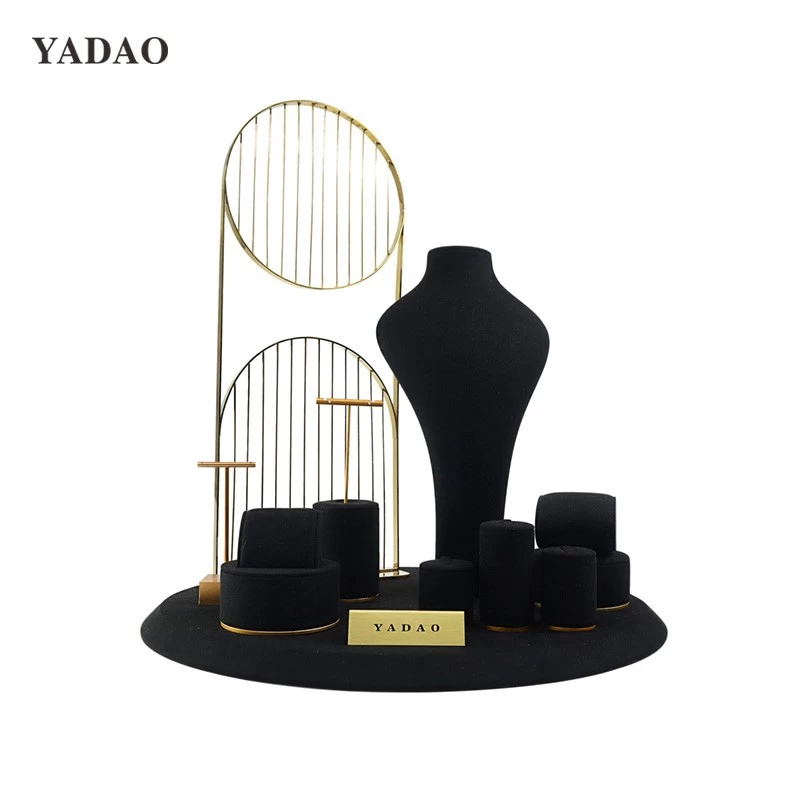 Black velvet jewellery display set with iron frame fashion high-quality display trend