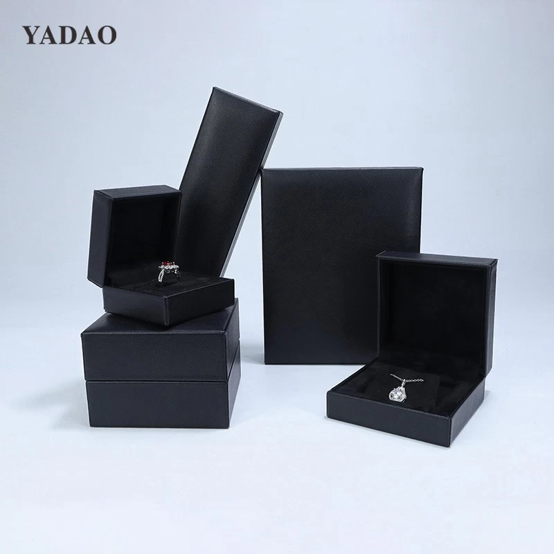 Yadao straight edge right angle black leather jewelry box modern design customization offered