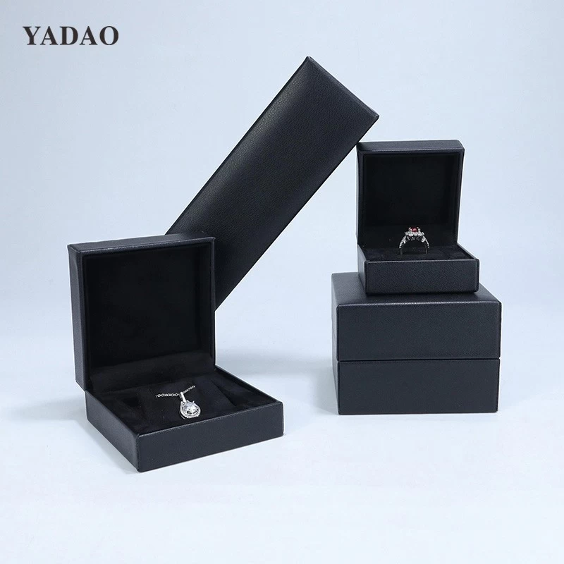 Yadao straight edge right angle black leather jewelry box modern design customization offered