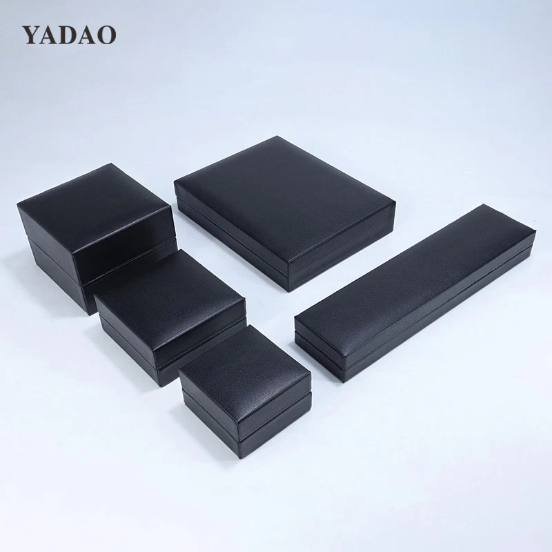 Yadao straight edge right angle black leather jewelry box modern design customization offered