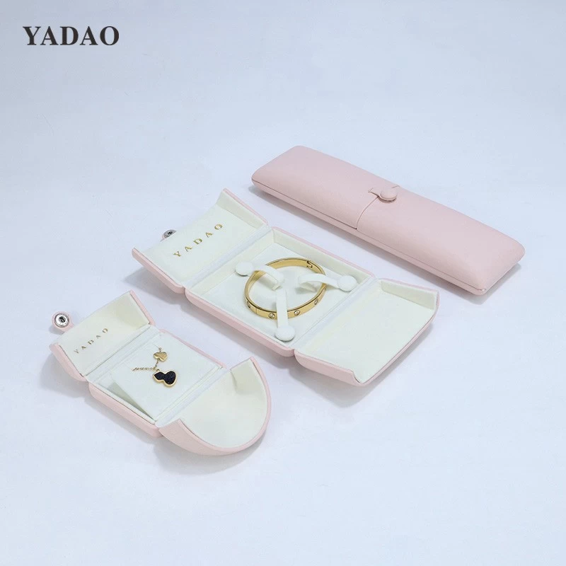 China Pink double leather jewelry box pretty affordable jewelry box set made in China gift box to friend manufacturer
