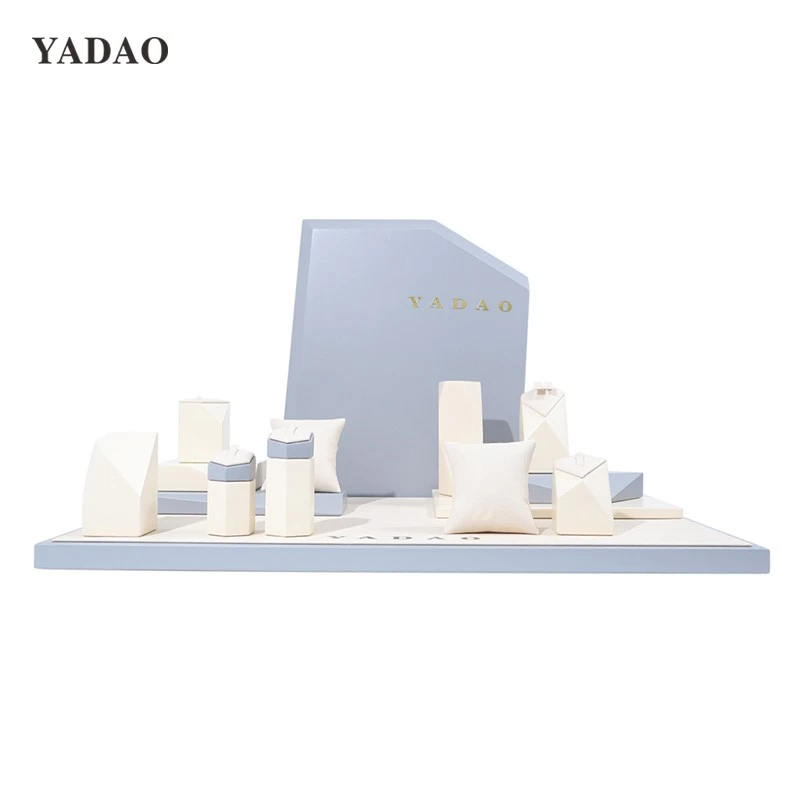 Gray Square Paint jewelry display set MInimalist modern design affordable jewelry stands Ring bracelet stand