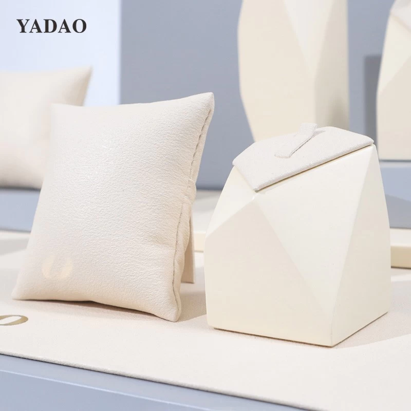 Gray Square Paint jewelry display set MInimalist modern design affordable jewelry stands Ring bracelet stand