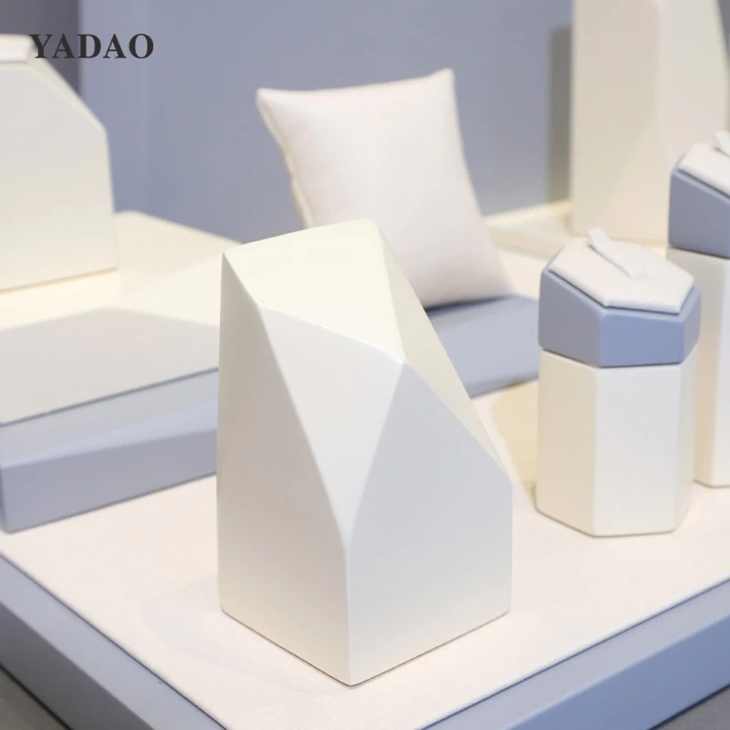 Gray Square Paint jewelry display set MInimalist modern design affordable jewelry stands Ring bracelet stand