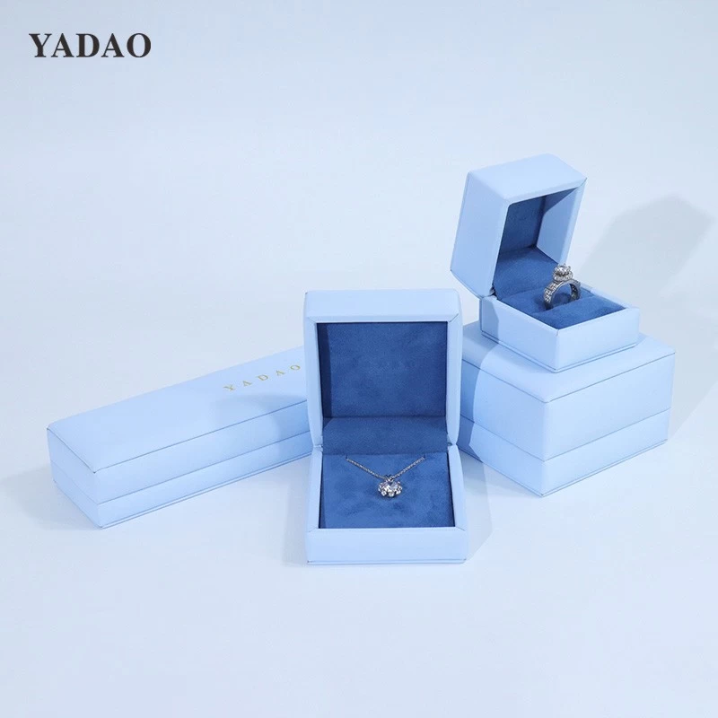 New style 2024 jewellery box set Blue leather velvet high-quality jewelry packaging box
