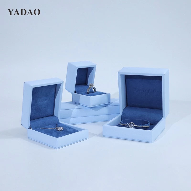 New style 2024 jewellery box set Blue leather velvet high-quality jewelry packaging box