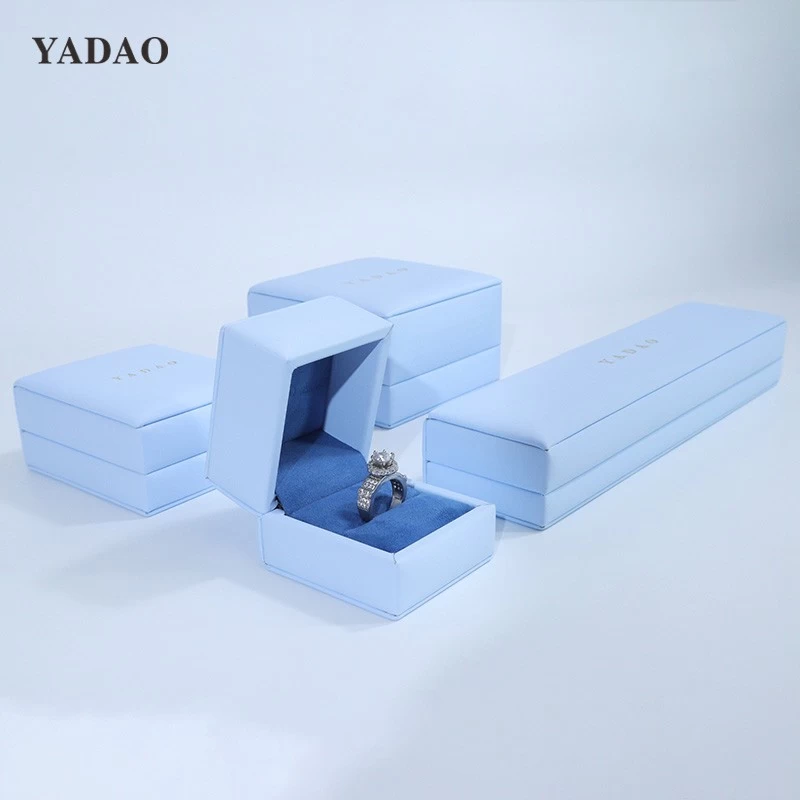 New style 2024 jewellery box set Blue leather velvet high-quality jewelry packaging box