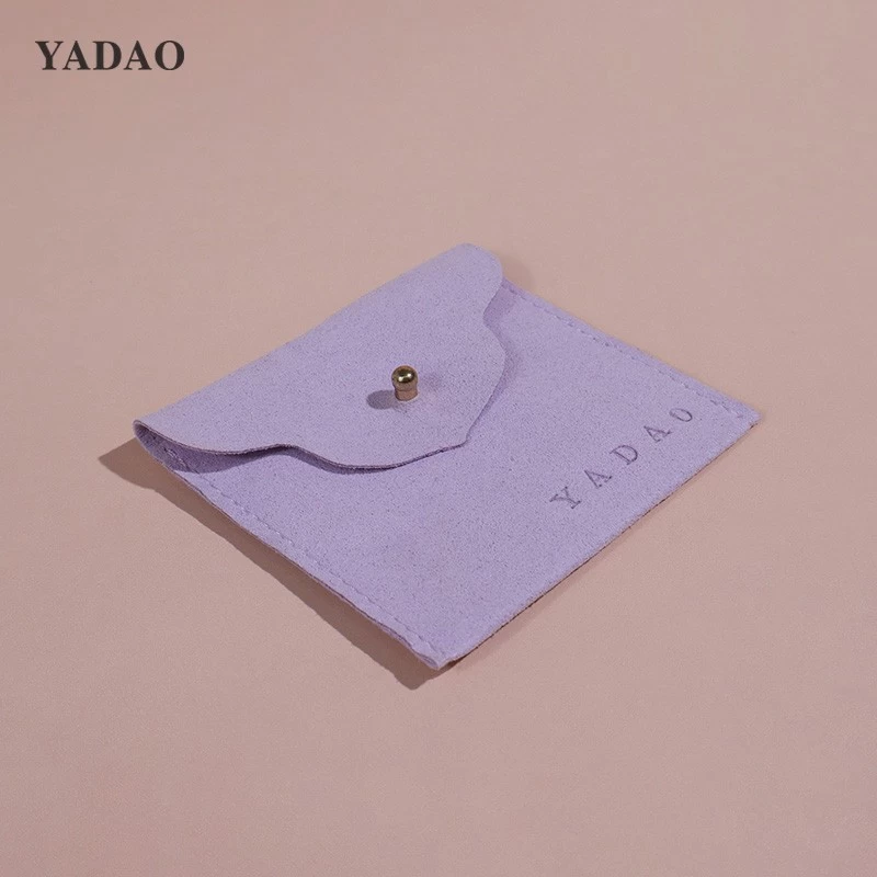 bright yellow natural stylish button microfiber jewelry packaging storage mini pouch bag any size free logo - COPY - id03e2