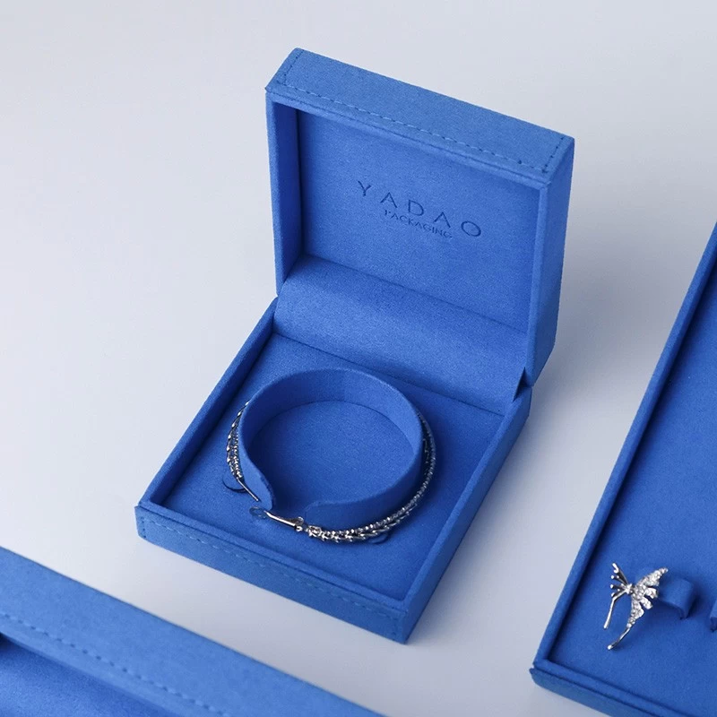 Blue Set Microfiber Classic Square Shape Diamond Ring smykker emballageboks
