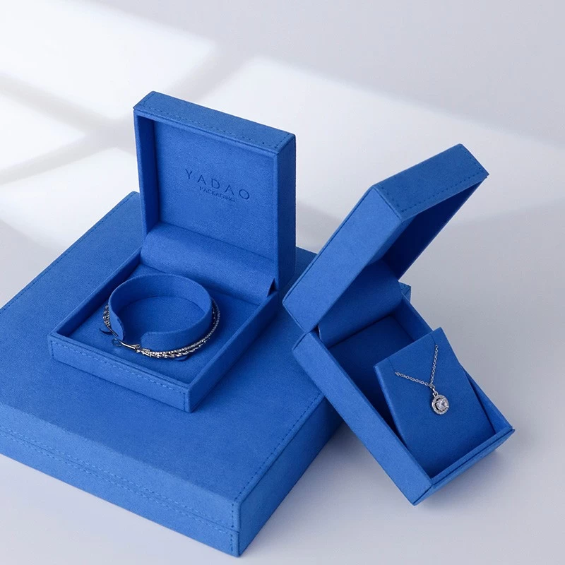 Blue Set Microfiber Classic Square Shape Diamond Ring smykker emballageboks