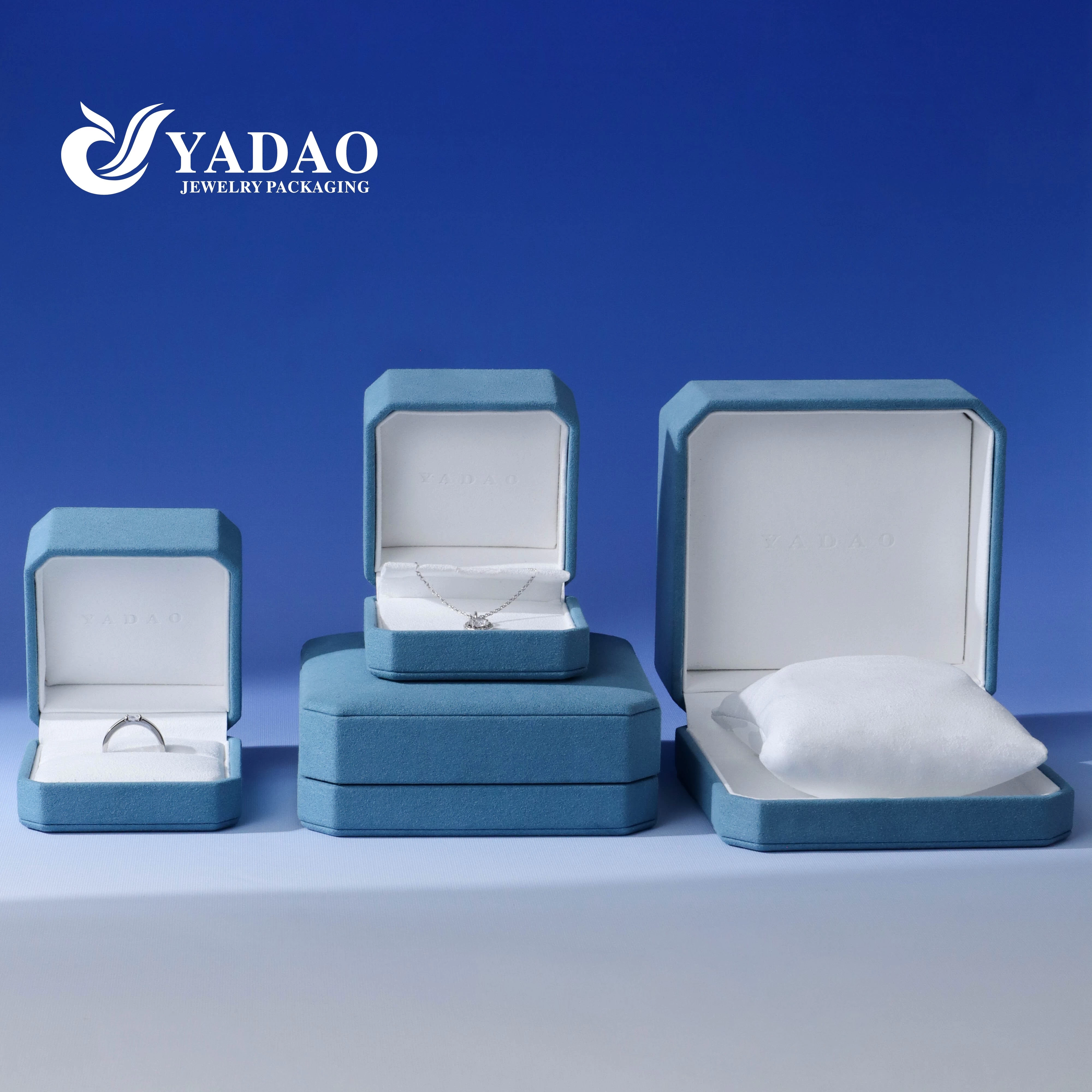 Custom luxury jewelry boxes premium microfiber elegance style fashion branded packaging set