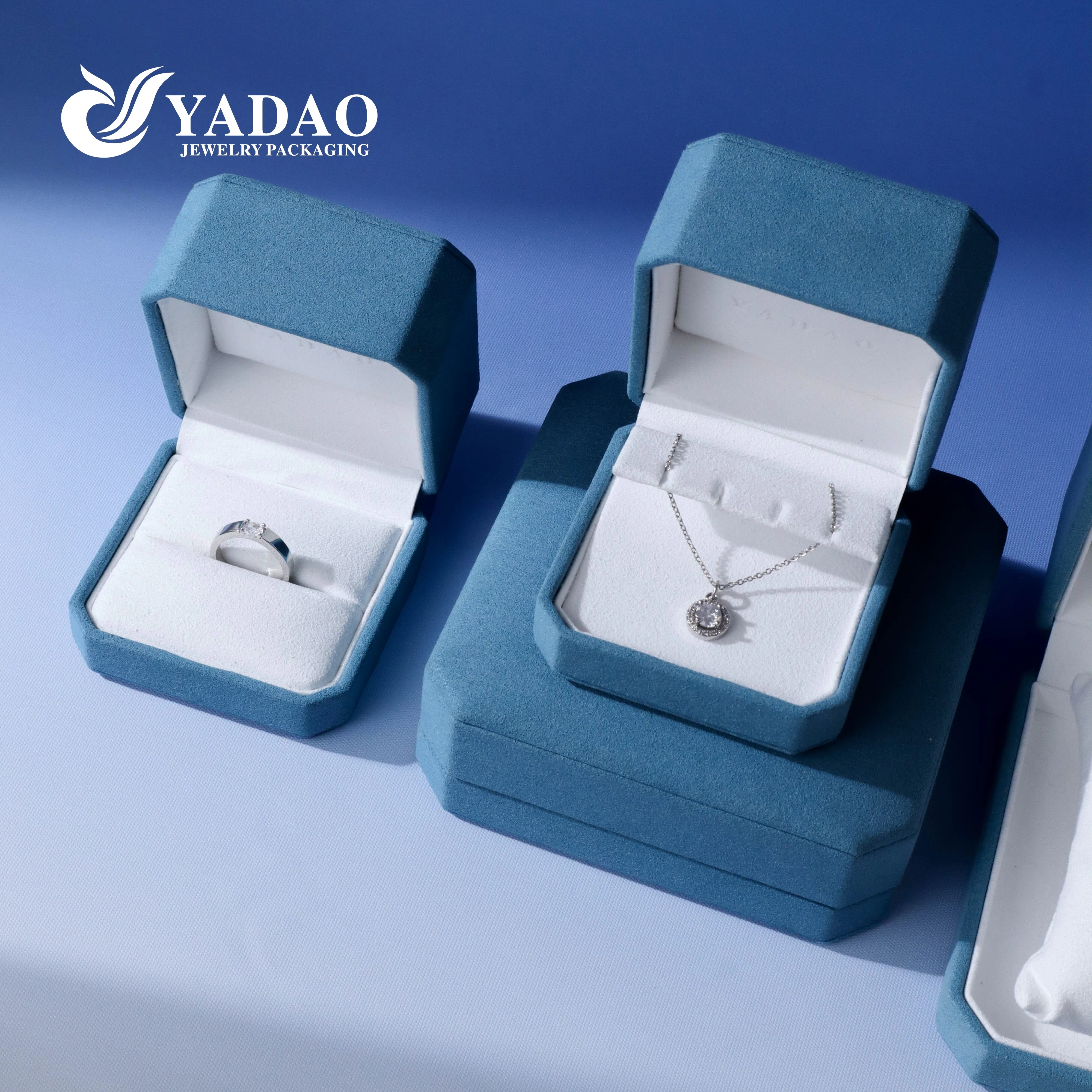 Custom luxury jewelry boxes premium microfiber elegance style fashion branded packaging set