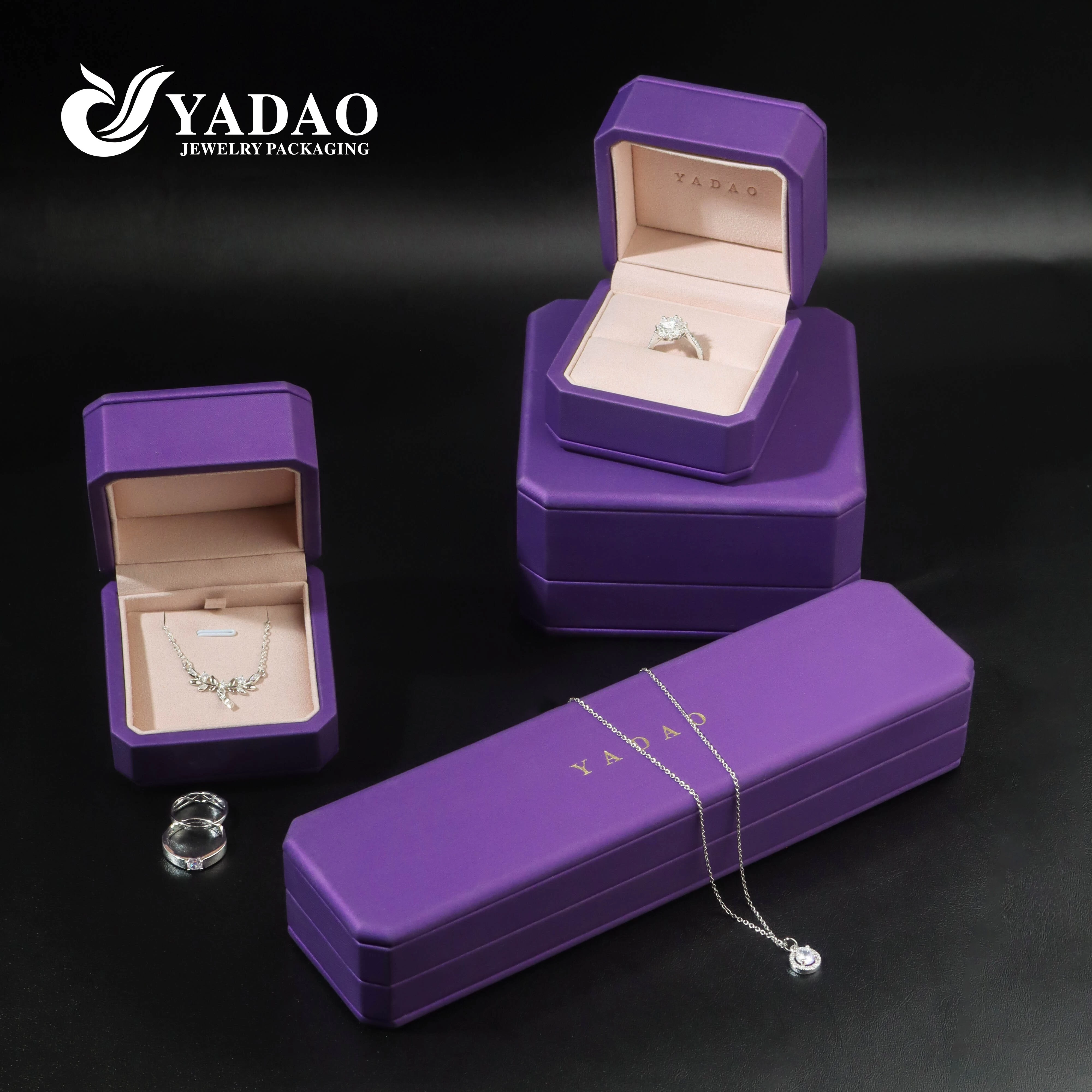 Mysterious purple leather colorful gemstone fine jewelry packaging box