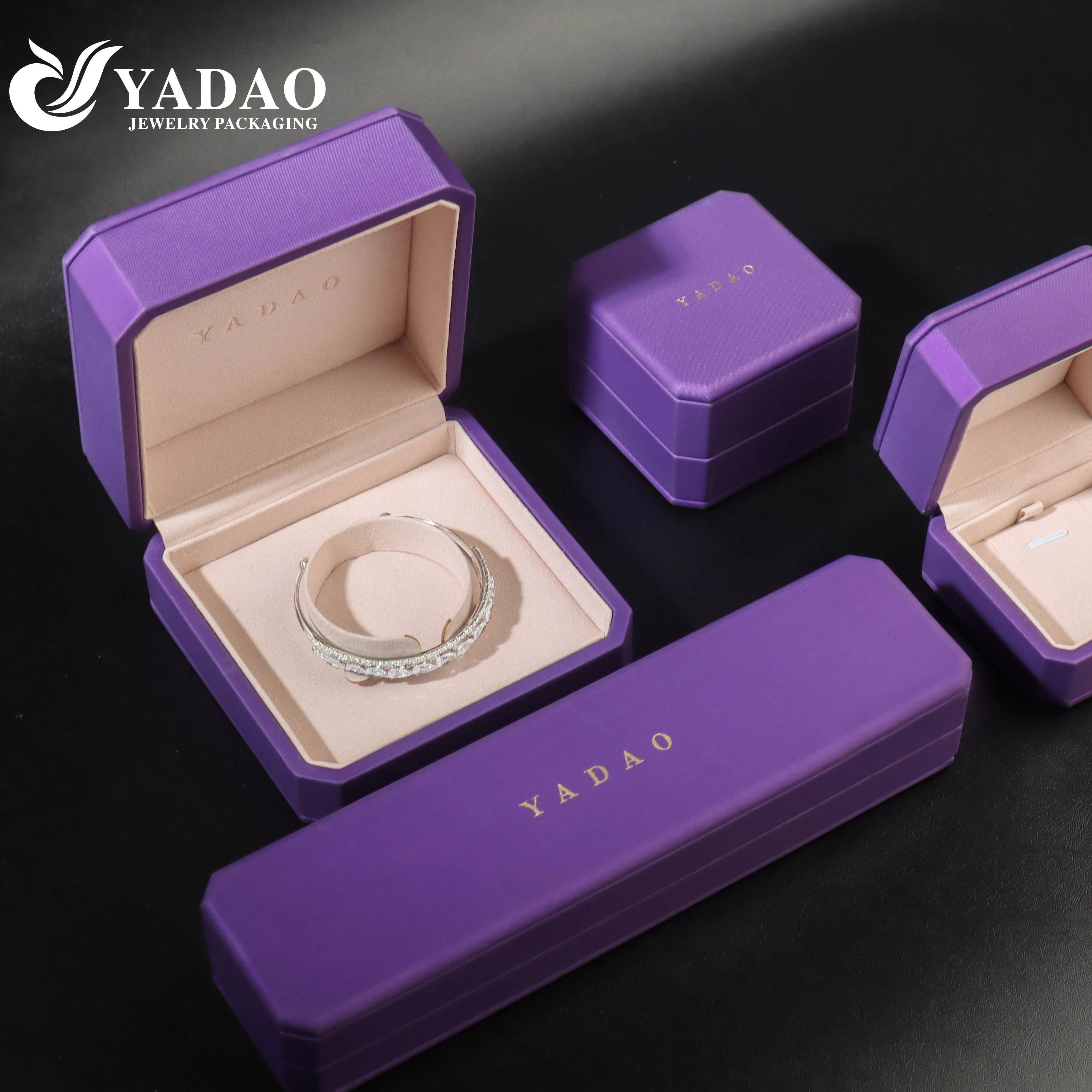 Mysterious purple leather colorful gemstone fine jewelry packaging box