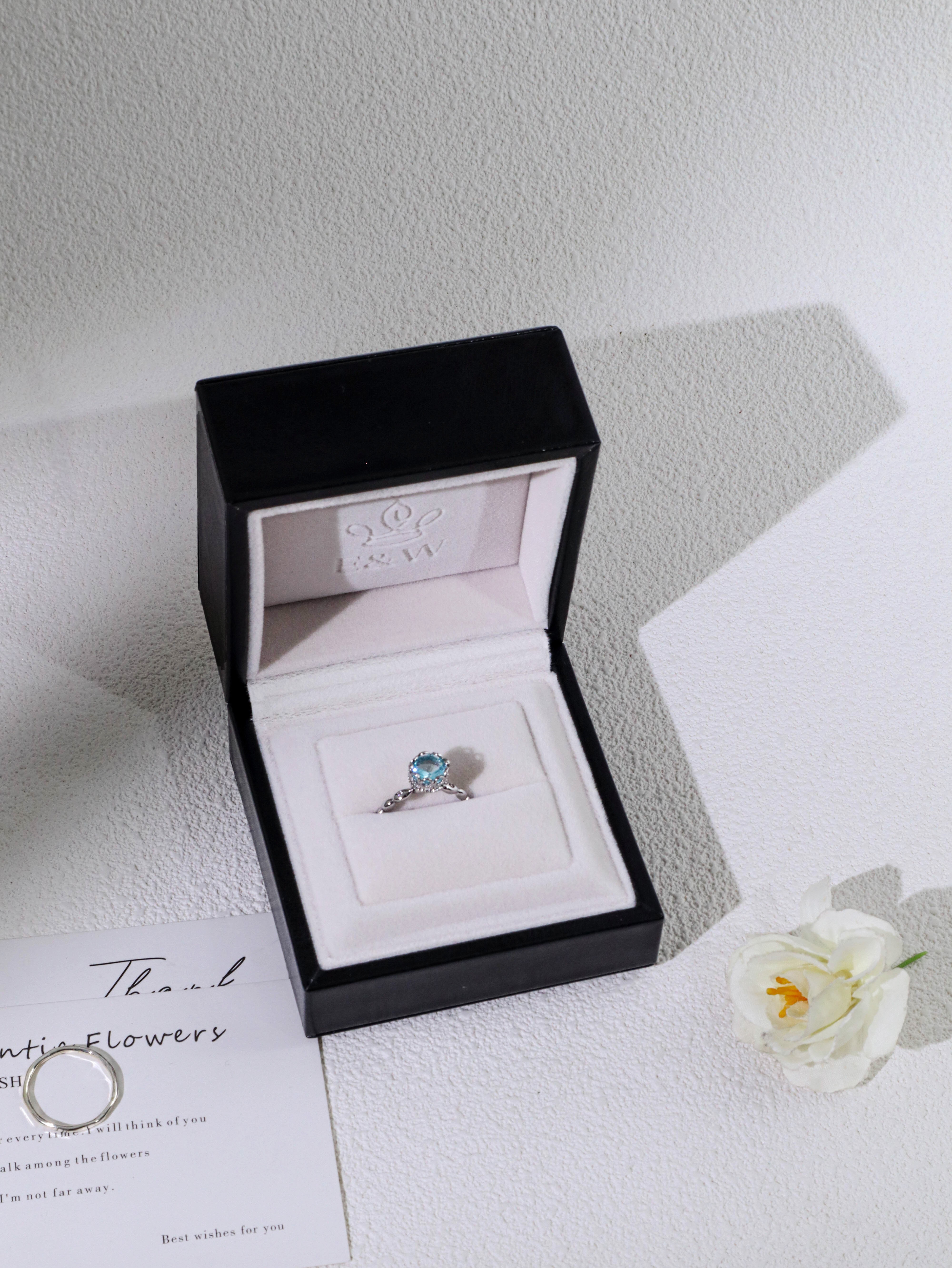 luxury black pu leather diamond ring good quality packaging box