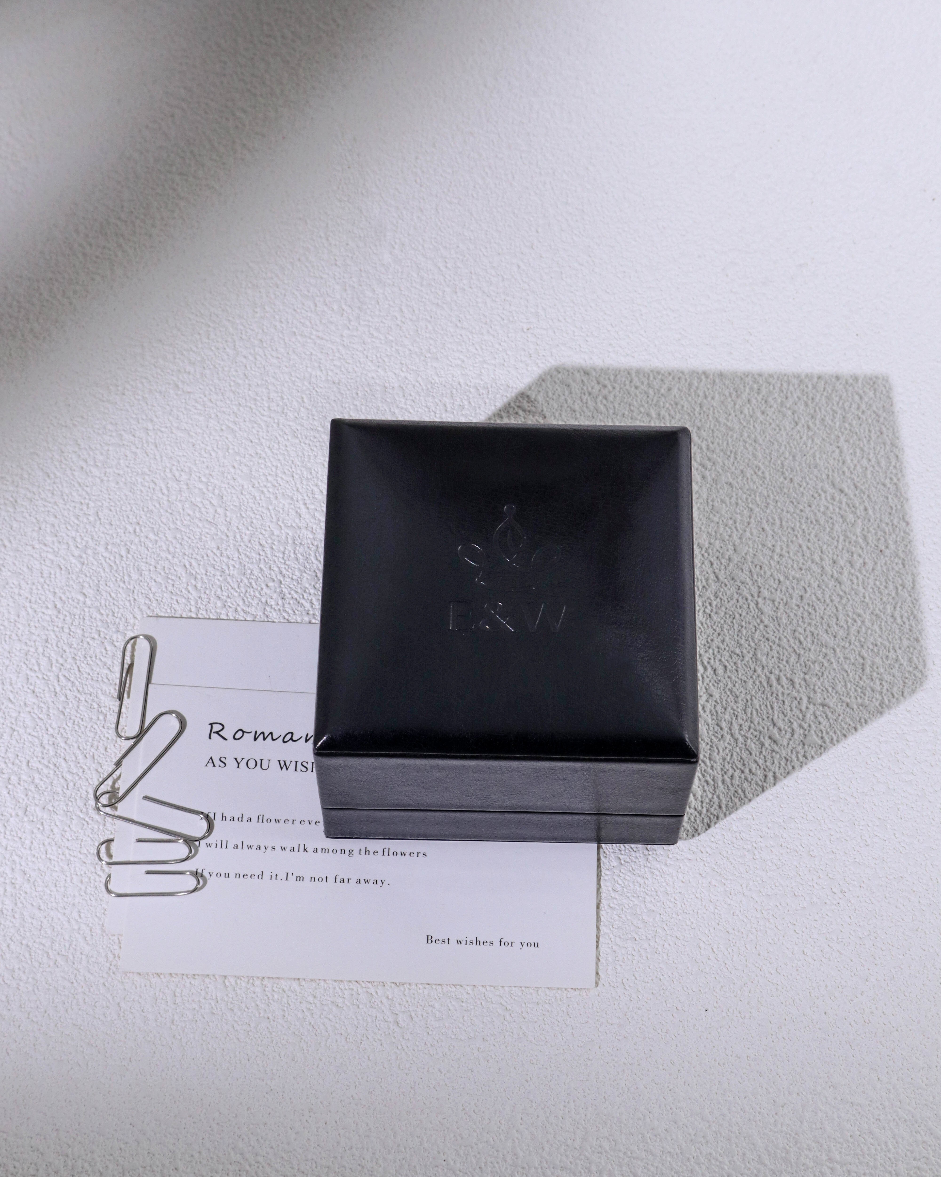 luxury black pu leather diamond ring good quality packaging box