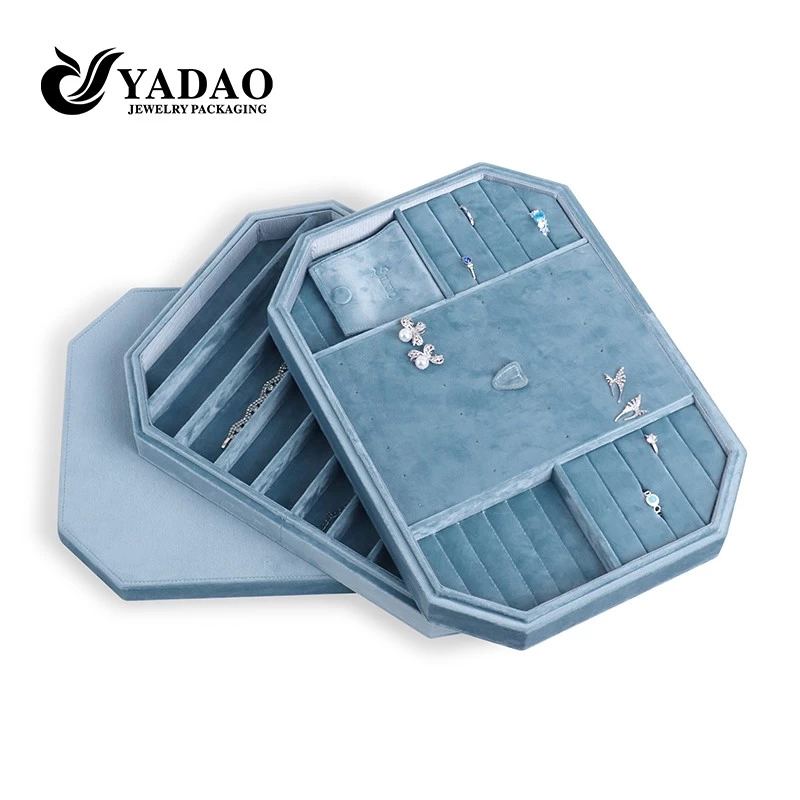 colorful gemstone jewellery accessory boutique store storage display velvet tray with lid protect