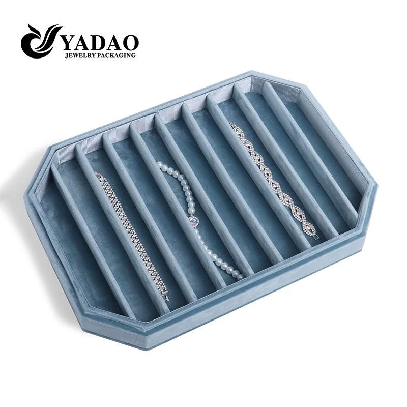 colorful gemstone jewellery accessory boutique store storage display velvet tray with lid protect
