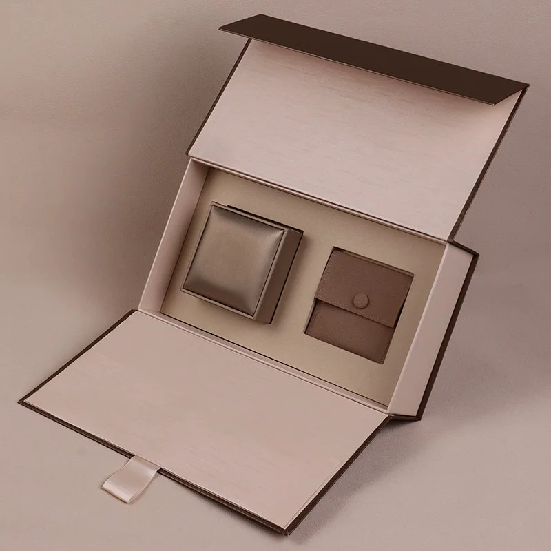 hoogwaardige verpakking roségouden sieraden champagnekleur luxe unboxing-ervaring box-stijl set met zakje