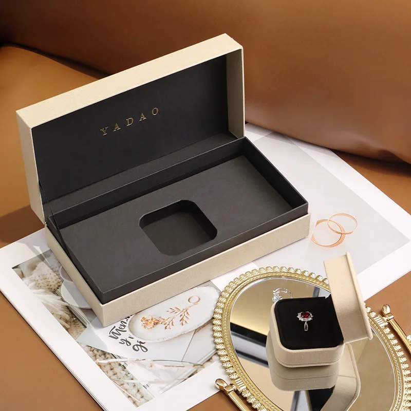 Op maat gemaakte ring diamanten juwelendoos, schatbeschermer, buitenverpakking, papieren doosje