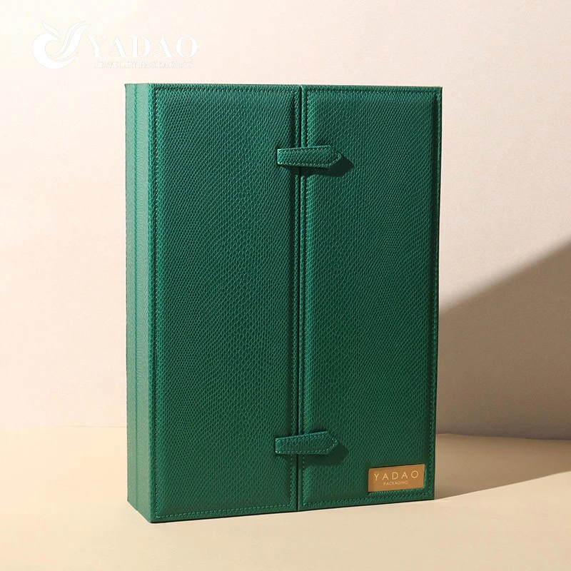 Premium dubbele deur edelsteen groene sieradenverpakking voor luxe diamantmarkt in het Midden-Oosten