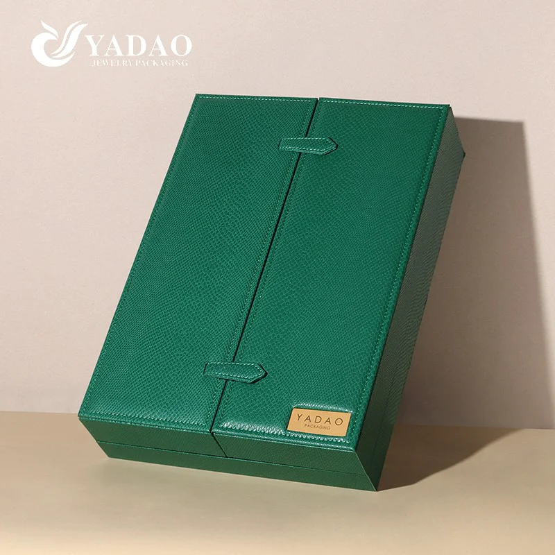 Premium dubbele deur edelsteen groene sieradenverpakking voor luxe diamantmarkt in het Midden-Oosten