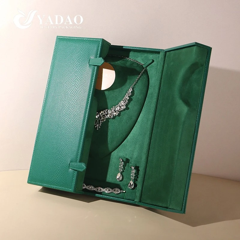Premium dubbele deur edelsteen groene sieradenverpakking voor luxe diamantmarkt in het Midden-Oosten