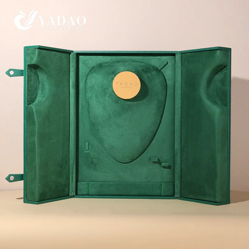 Китай Премиальная двухдверная коробка для упаковки ювелирных изделий зеленого цвета с драгоценными камнями для рынка роскошных бриллиантов на Ближнем Востоке производителя