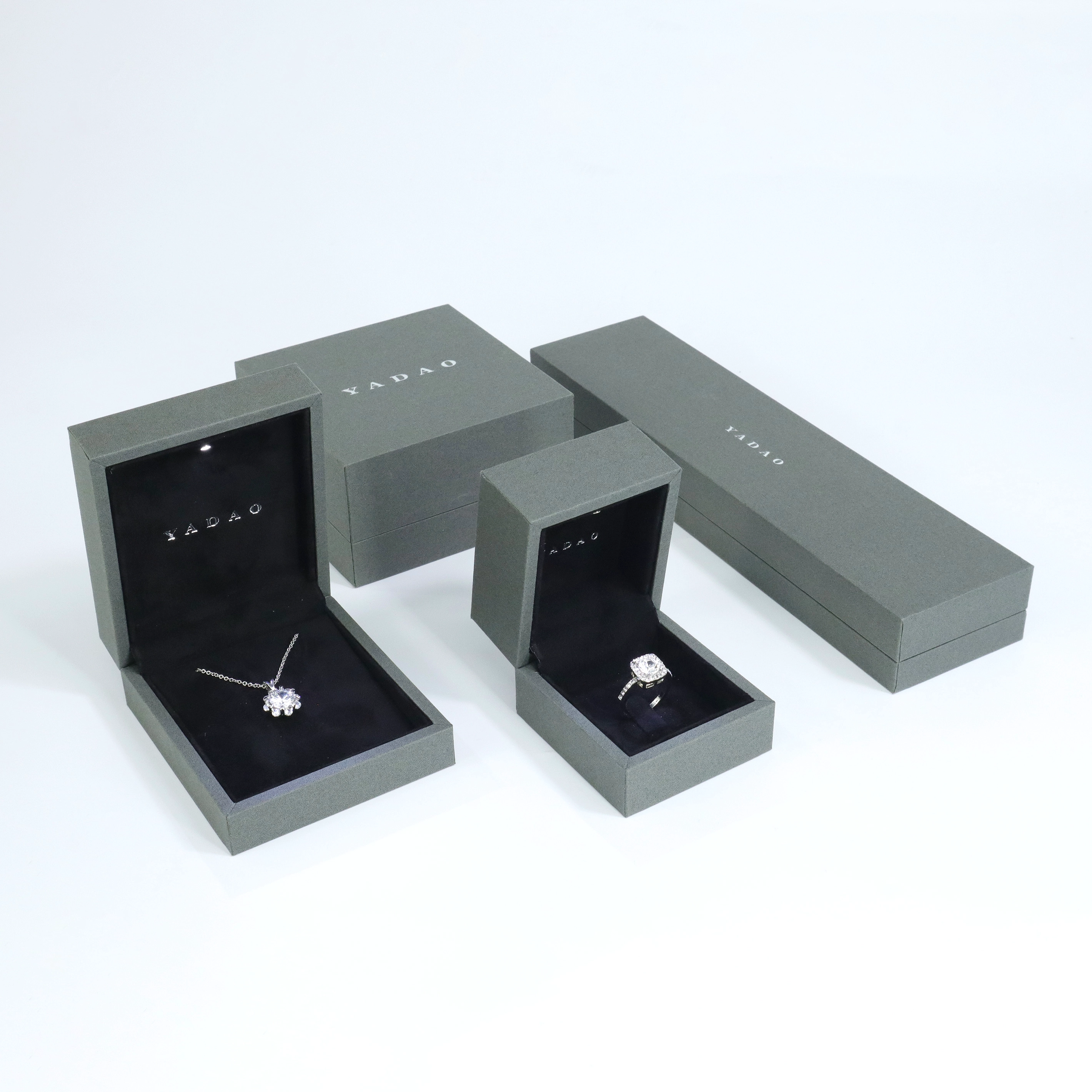 China YADAO Hotsale New Luxury Gray Drawer LED Jewelry Box Custom logo for Diamond Ring Pendant Bracelet Gift Packaging with Lights manufacturer