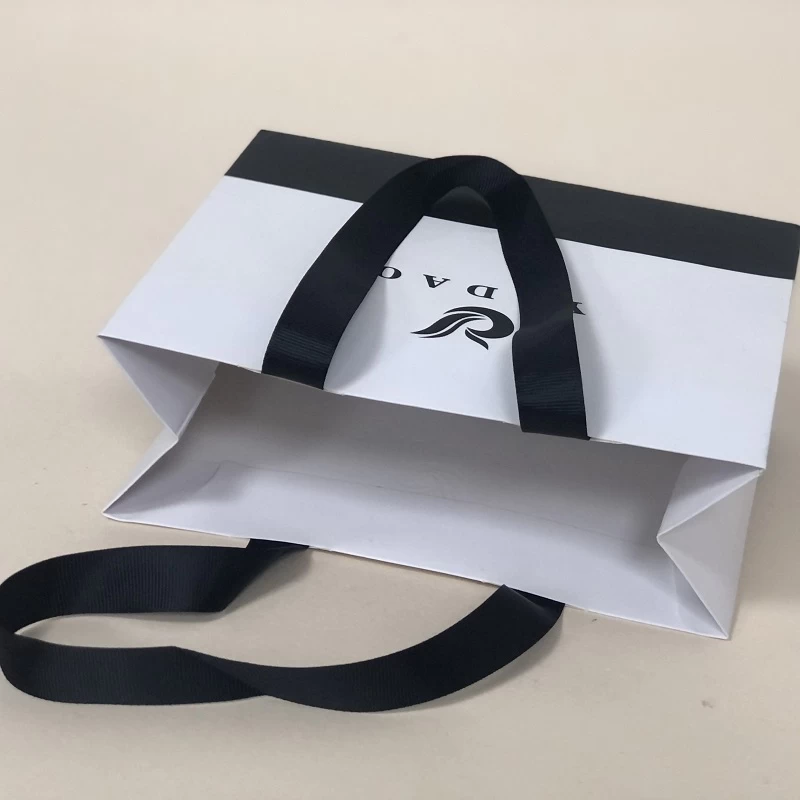 Yadao green printing paper bag with ribbon handle - COPY - qc6jue