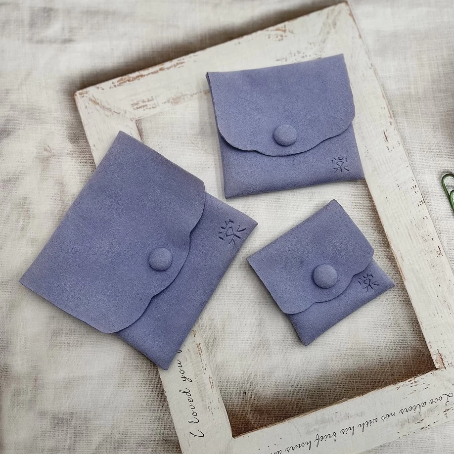 China Purple Microfiber snap pouch button bag manufacturer