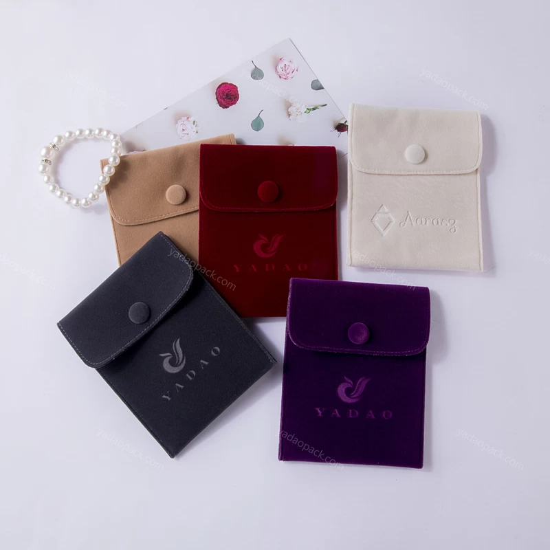 Bolsa de joyería con solapa cuadrada de gamuza personalizada Yaodao