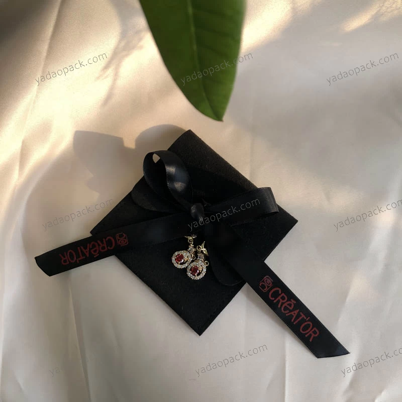 Yadao Cajas de joyería con anillo de cajón deslizante de cartón pequeño con logotipo personalizado de lujo, bolsas de regalo pequeñas, bolsas de joyería con cordón