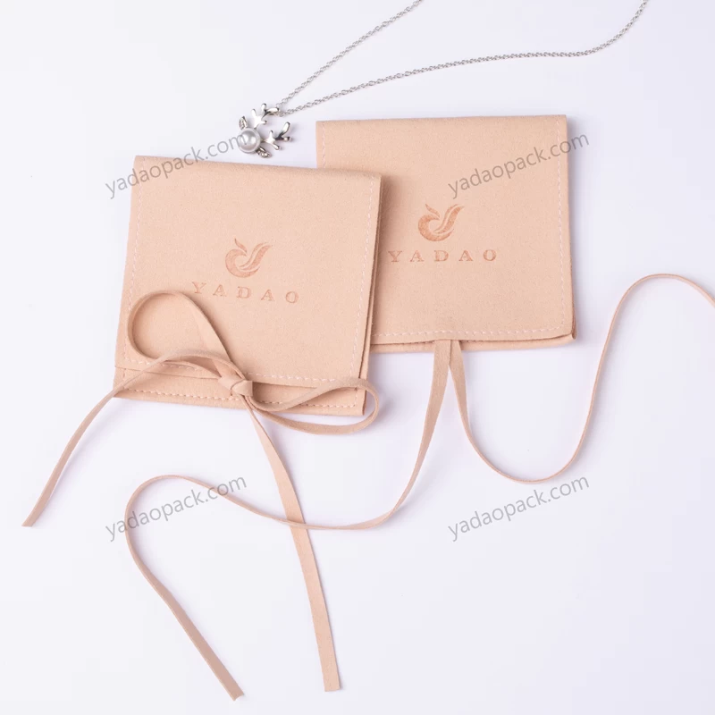 Envelope microfiber pouch in nude color