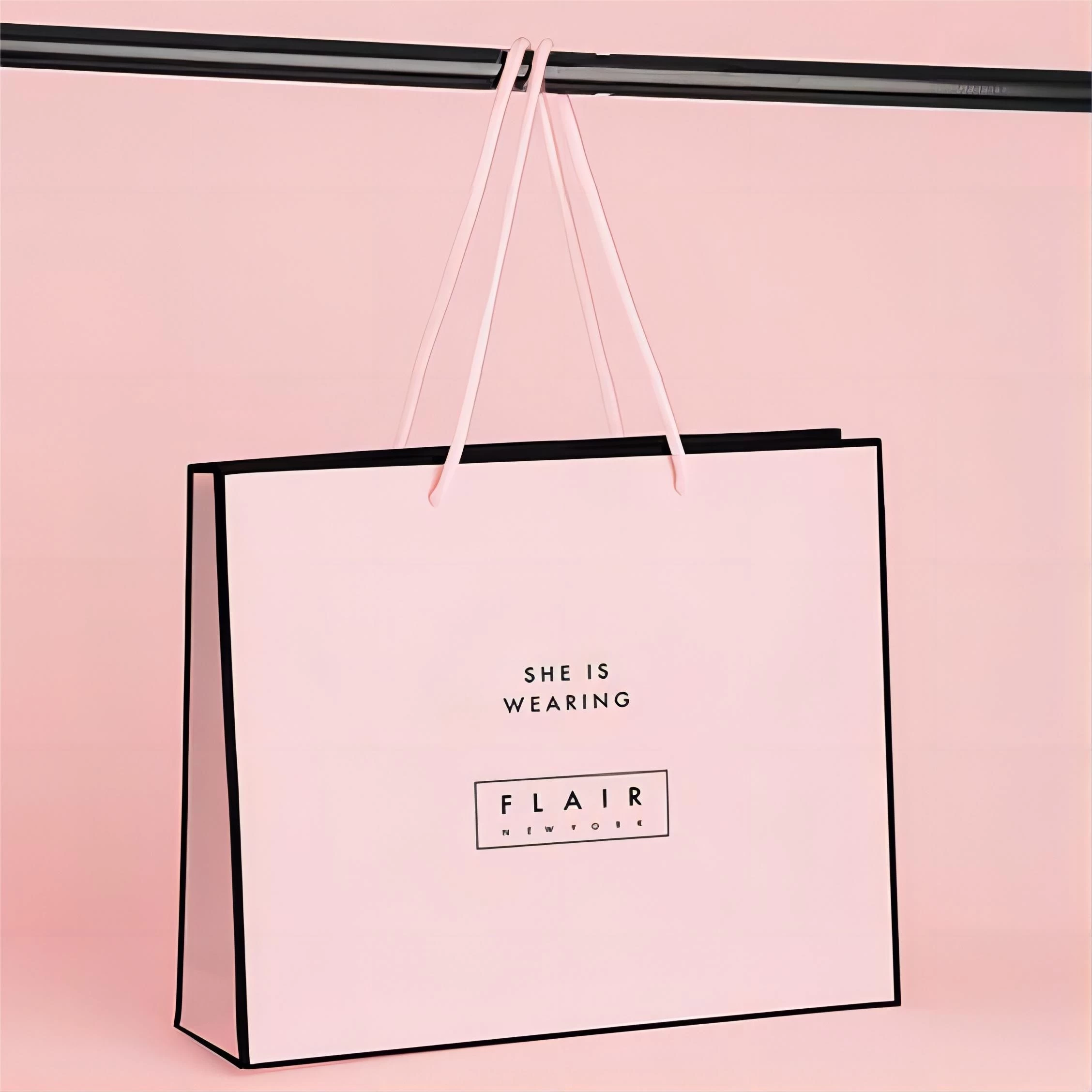 الحلوى حقيبة تسوق الطباعة الوردي مع مقبض حبل