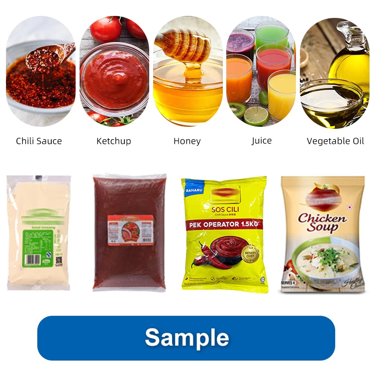 Fully automatic sachet bag liquid chilli ketchup paste peanut butter sauce packing machine