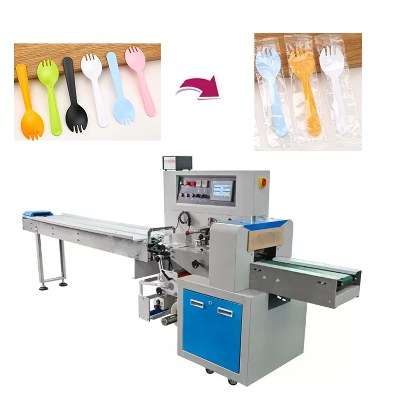 Easy to Operate Multi-function Back Sealing Bag Plastic Knife and Fork  Packaging Machine
