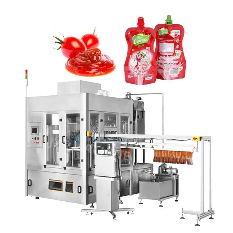China Vollautomatische Maschine zum Verschließen und Füllen von Beuteln mit Ketchup-Sauce-Ausguss Hersteller