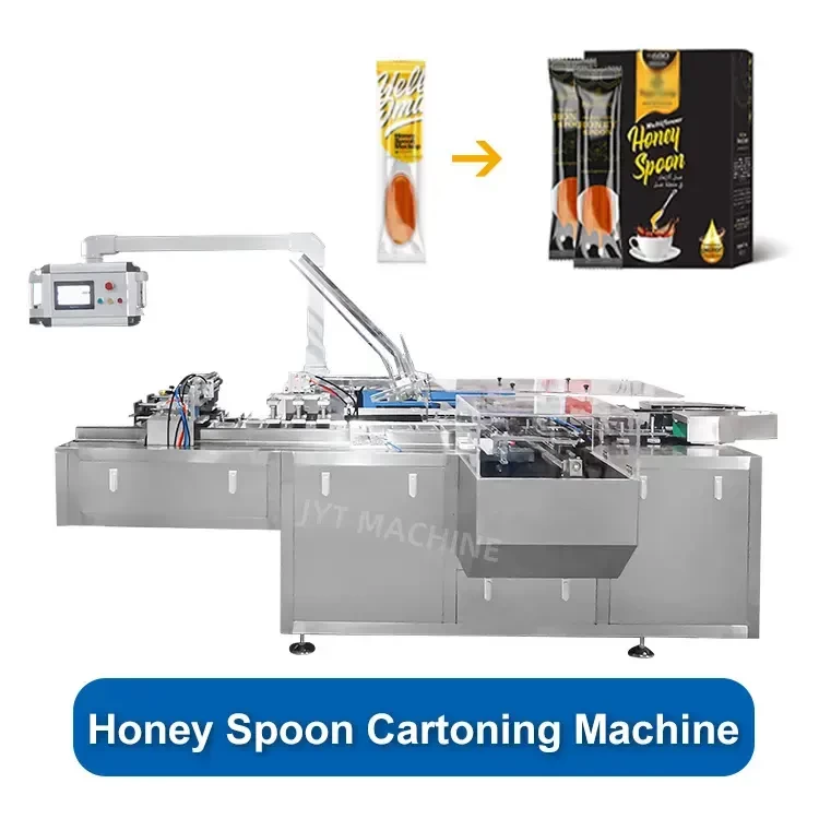 آلة تعبئة وختم وتعبئة ملعقة عسل بلاستيكية أوتوماتيكية بالكامل يمكن التخلص منها