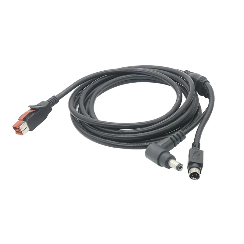 24V Poweredusb male cable to 3pin power din + DC 5521 Male